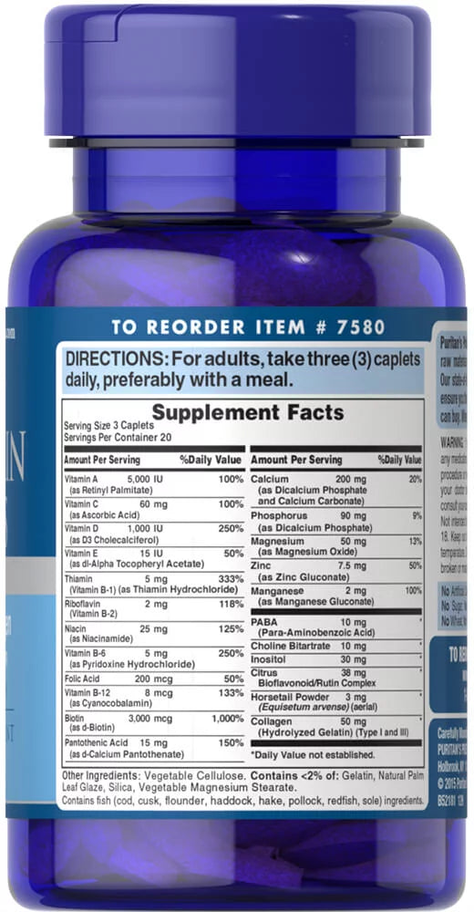 Puritan’s Pride Hair Skin - Nails Formula 120 Caplets
